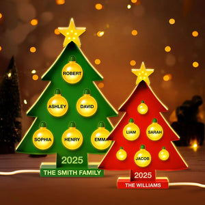 Family Christmas Tree With Light Bulbs - Personalized Light Box - Gift For Family, Christmas Home Decoration
