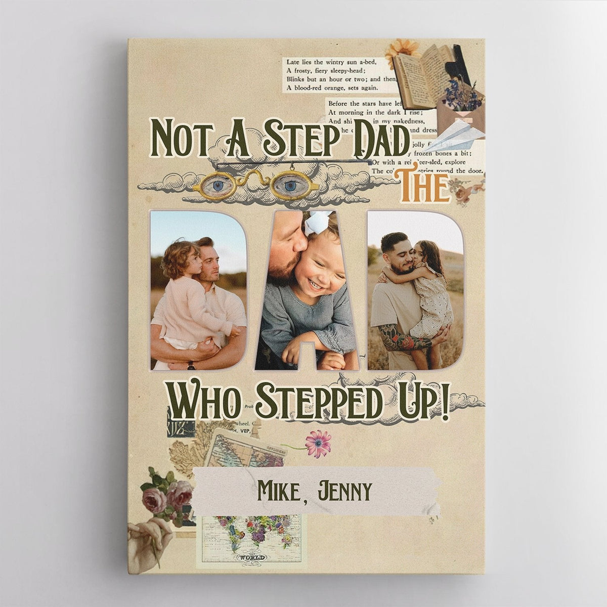 Not A Step Dad Who Stepped Up - Personalized Canvas - Gift For Dad, Father's Day, Birthday Gift