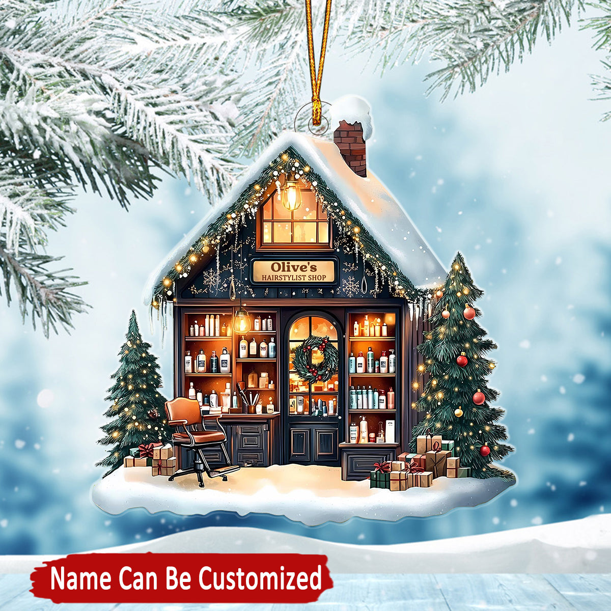 Hairstylist Shop Personalized Ornament, Christmas Gift For Barber