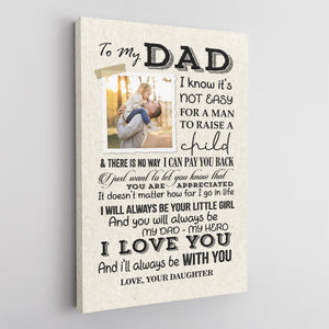 My Dad My Hero, I Love You And Always Be With You - Personalized Canvas - Gift For Dad, Father's Day, Birthday Gift