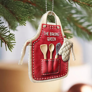 Baking Apron Ornament, The Baking Queen, Pastry Chef Bakers Apron Personalized Ornament, Christmas Gift For Bakers