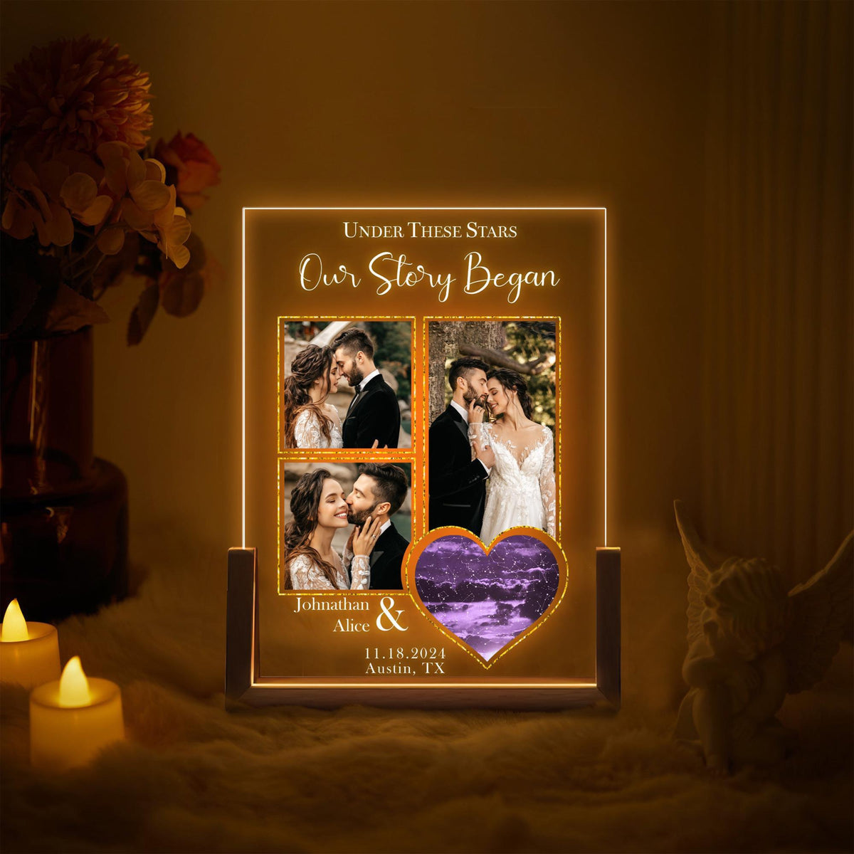 Personalized Photo and Star Map Night Lights, Star Map By Date Night Light, Custom Couples Gift, Valentines Anniversary Gift