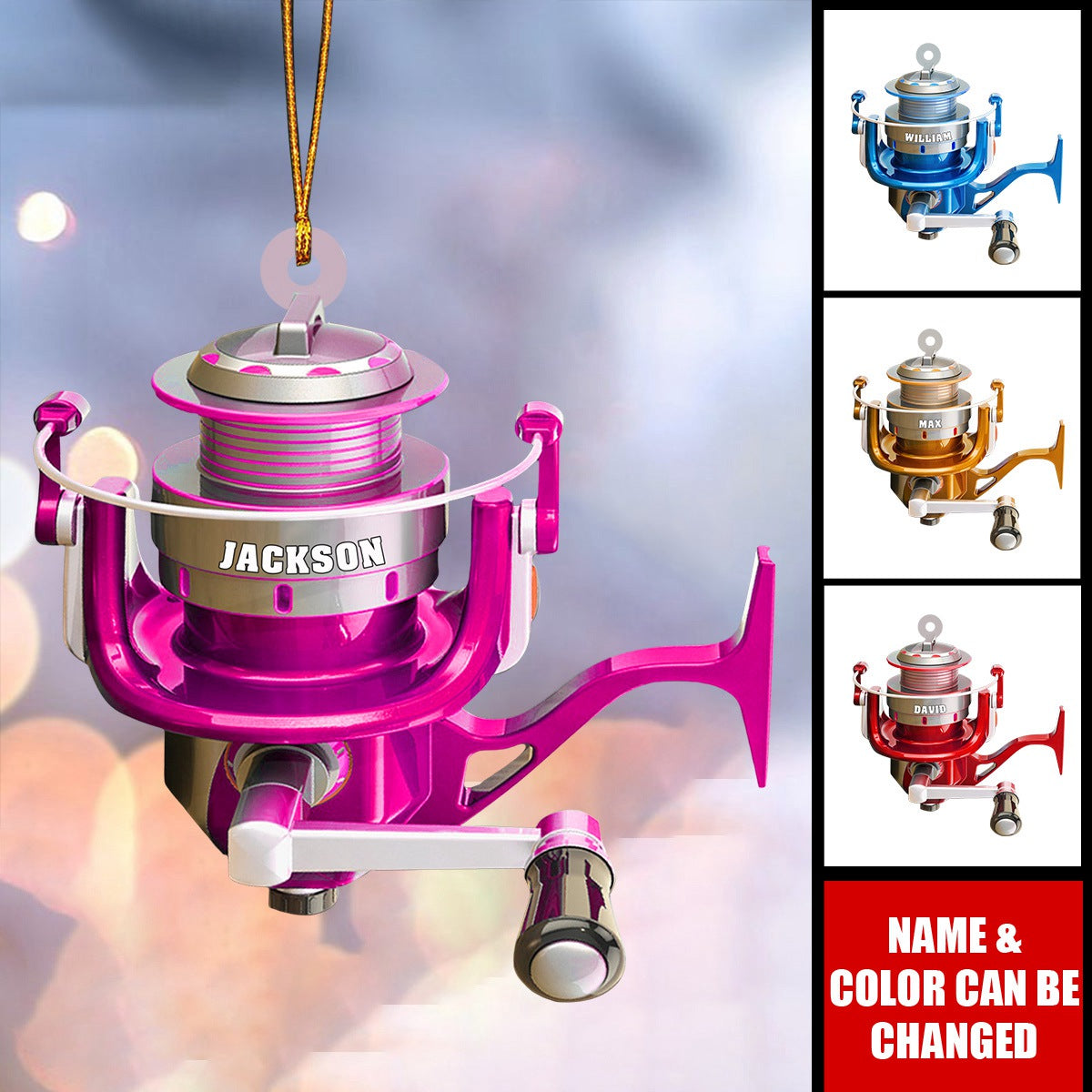 Personalize Christmas Fishing Reel Ornament, Fisherman Gift