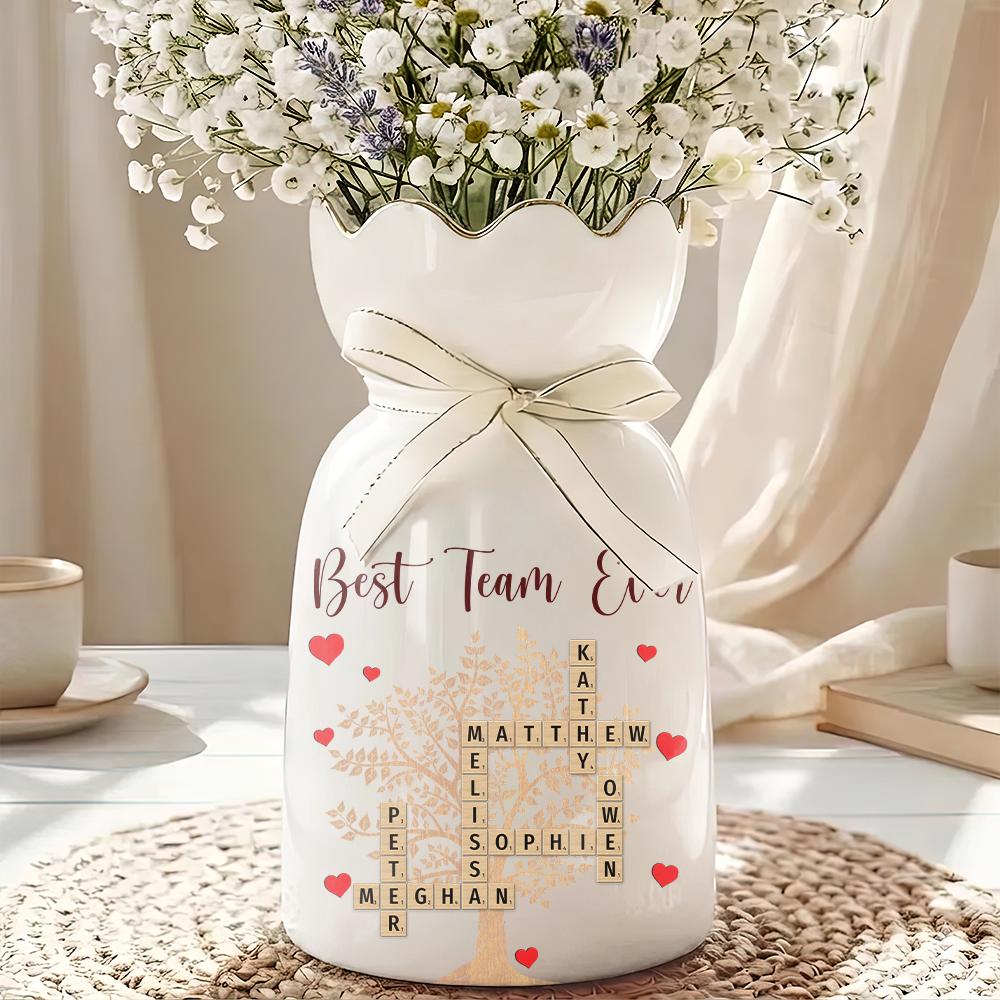 Crossword Puzzle Personalized Ribbon Tie Flower Vase
