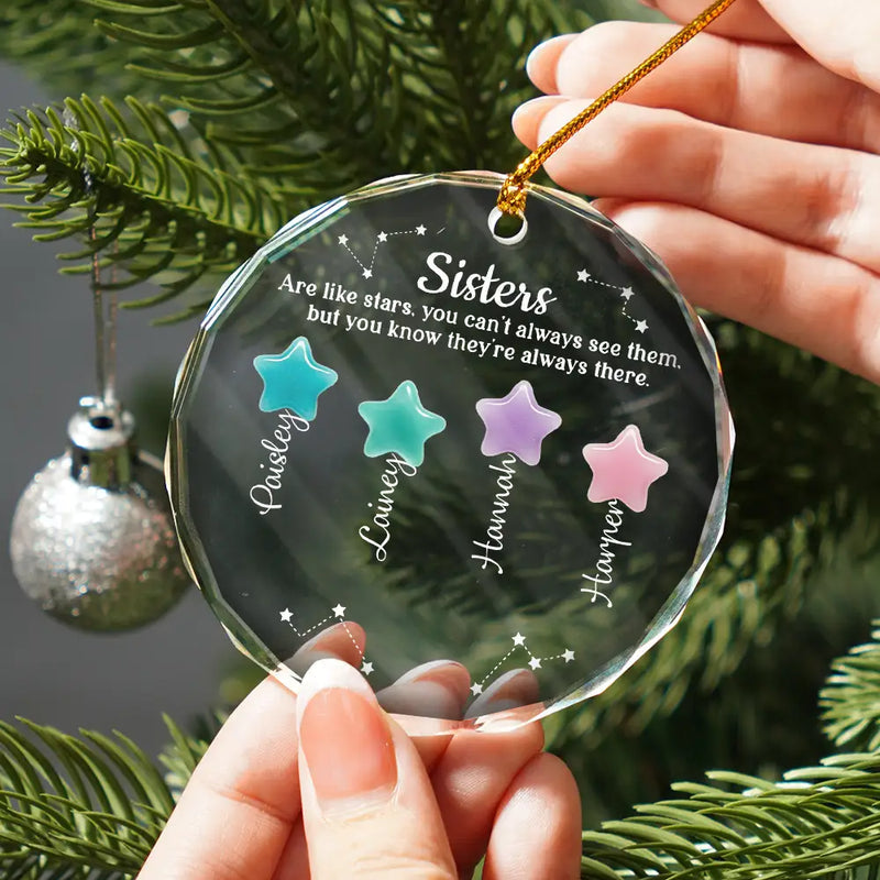 Friends Sisters Siblings Are Like Stars Sea Glass - Personalized Glass Ornament - Christmas Gift For Family