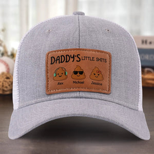 Daddy's Little Turds - Personalized Leather Label Net Hat - Gift For Dad, Father's Day Gift