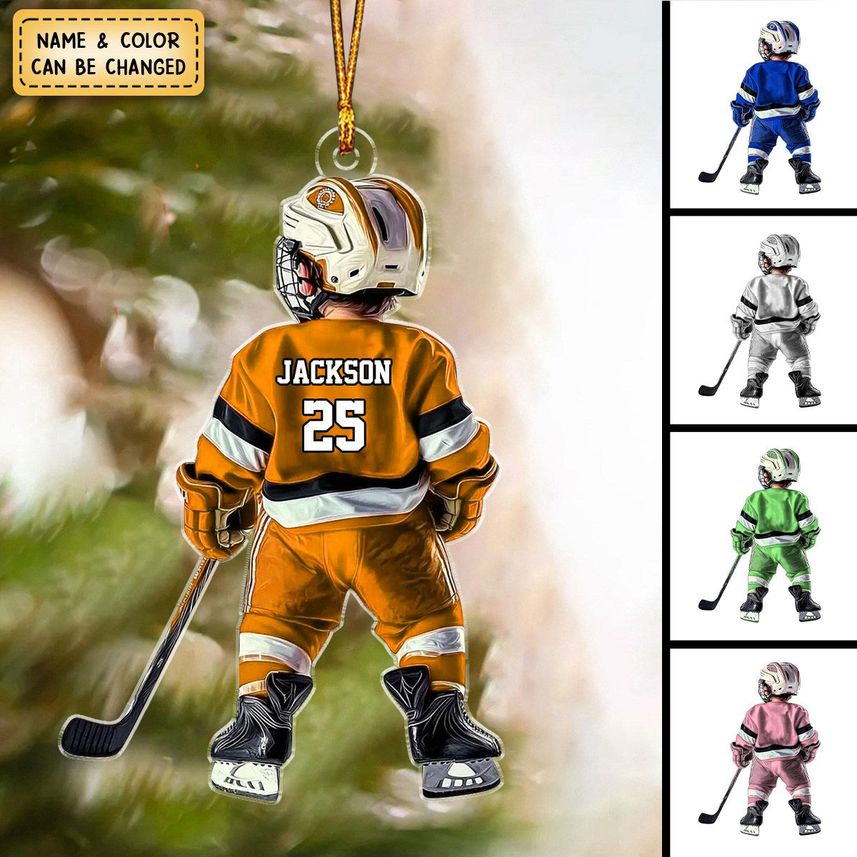 Little Hockey Player - Personalized Acrylic Ornament - Christmas Gift For Hockey Player, Gift For Kid