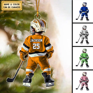 Little Hockey Player - Personalized Acrylic Ornament - Christmas Gift For Hockey Player, Gift For Kid