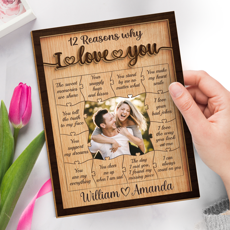 12 Reasons Why I Love You - Personalized Wood Sign - Gift For Couple