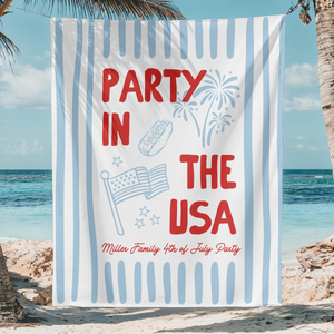 Custom 4th of July Party Banner, Family BBQ Sign, America 250th Anniversary Celebration Backdrop, USA Celebration Decor