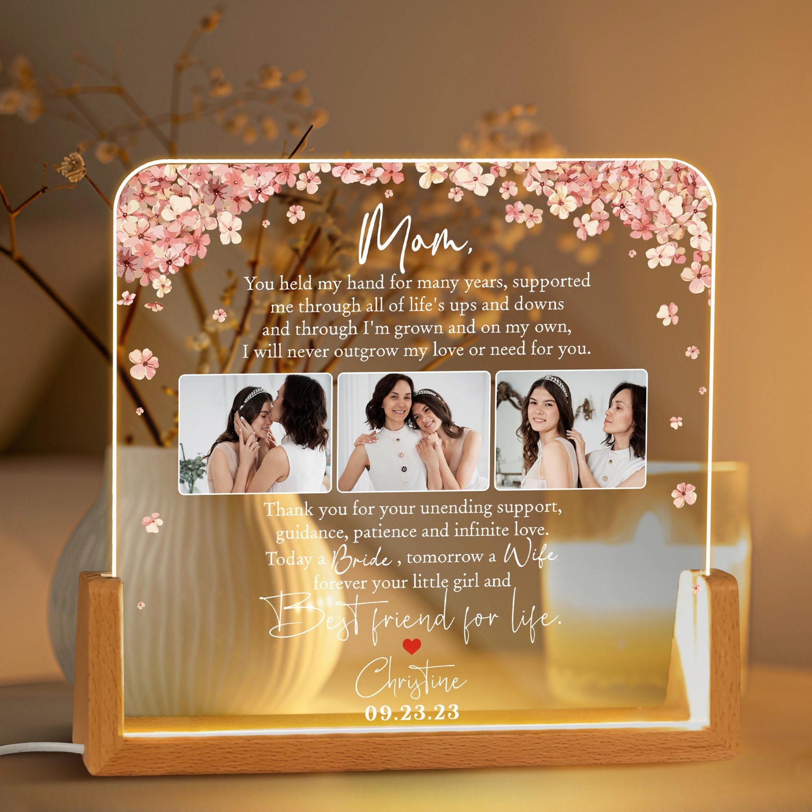 To My Mother On My Wedding Day - Personalized Desk Name Plate - Gift For Mother From Daughter