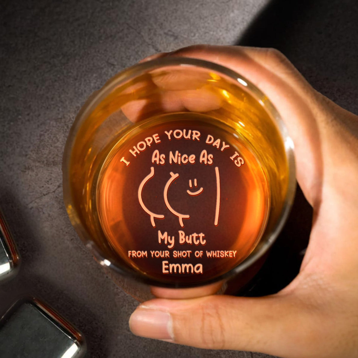 I Hope Your Day Is As Nice As My Butt - Personalized Whiskey Glass - Anniversary Gift For Couple, Valentine's Day Gift
