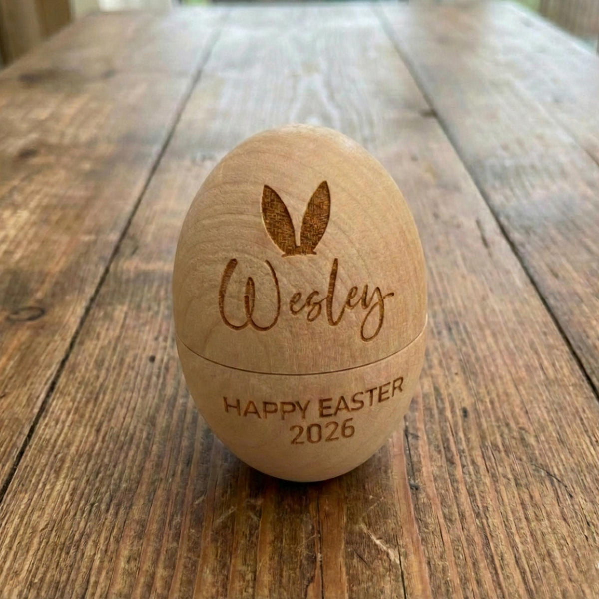 Personalized Wooden Easter Egg, Hollow Fillable Keepsake, Custom Name Easter Gift, Cute 1st Easter Basket Stuffer, Play Kitchen Toy Egg, Newborn