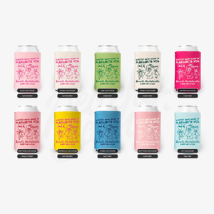 Margarita Veil Bachelorette Can Cooler - Custom Beach Bachelorette Party Favors - Personalized Cozies in Regular and Slim Size