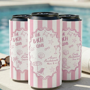 Personalized Bachelorette Can Cooler, Custom Bridesmaid Gift Bach Party Favor, Custom Name Bridal Party Slim Can Sleeve Gift, Cozie Holder