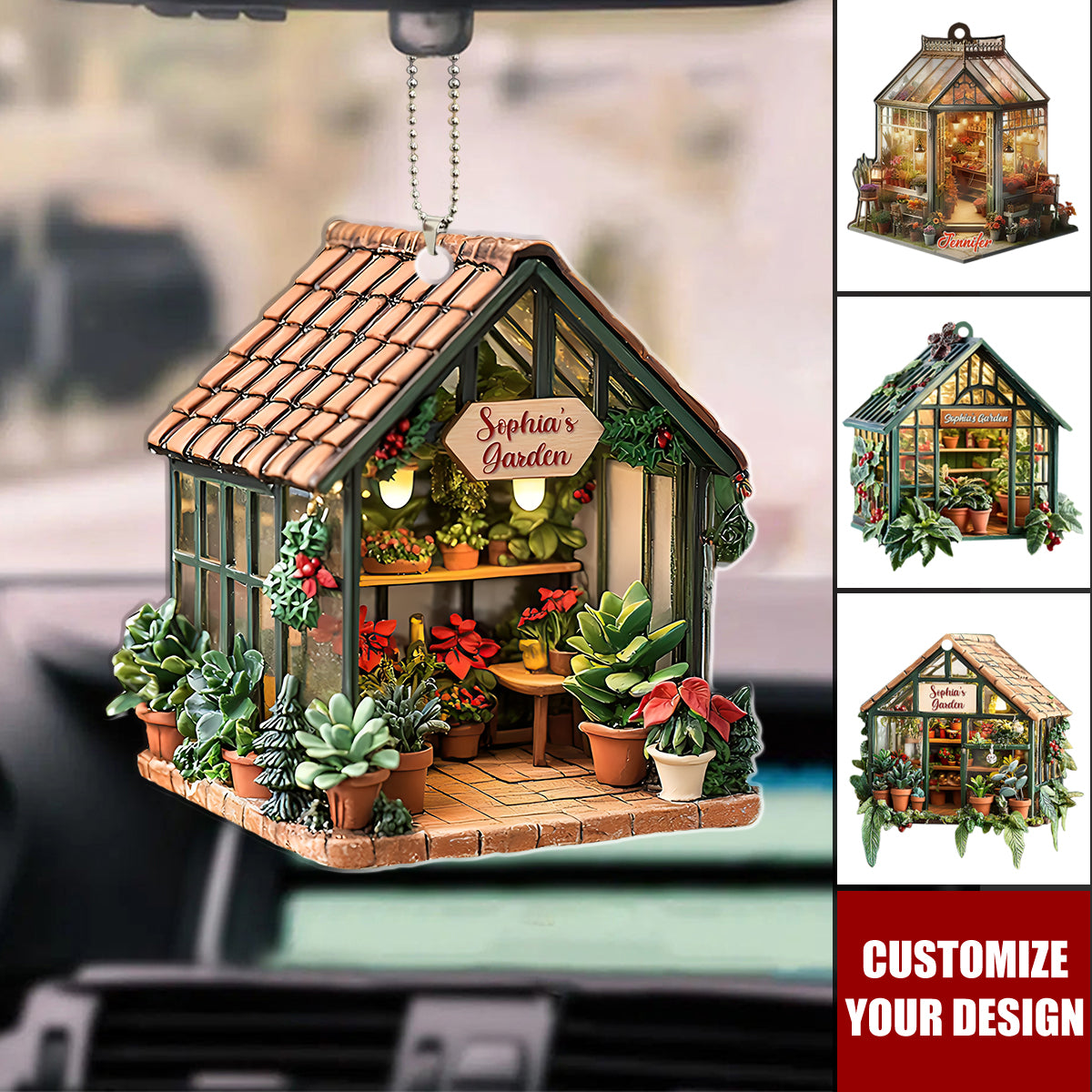 Personalized Greenhouse Garden Ornament, Gardening Keepsake, Gardener Gift