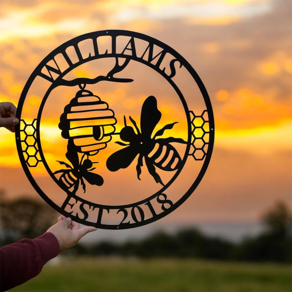 Personalized Honey Bee Metal Sign, Custom Garden Decor, Beekeeper Gift