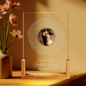 Our First Dance Personalized Record Song with Lyrics Night Light, Custom Song Lyrics, LED Night Light Wedding Gift