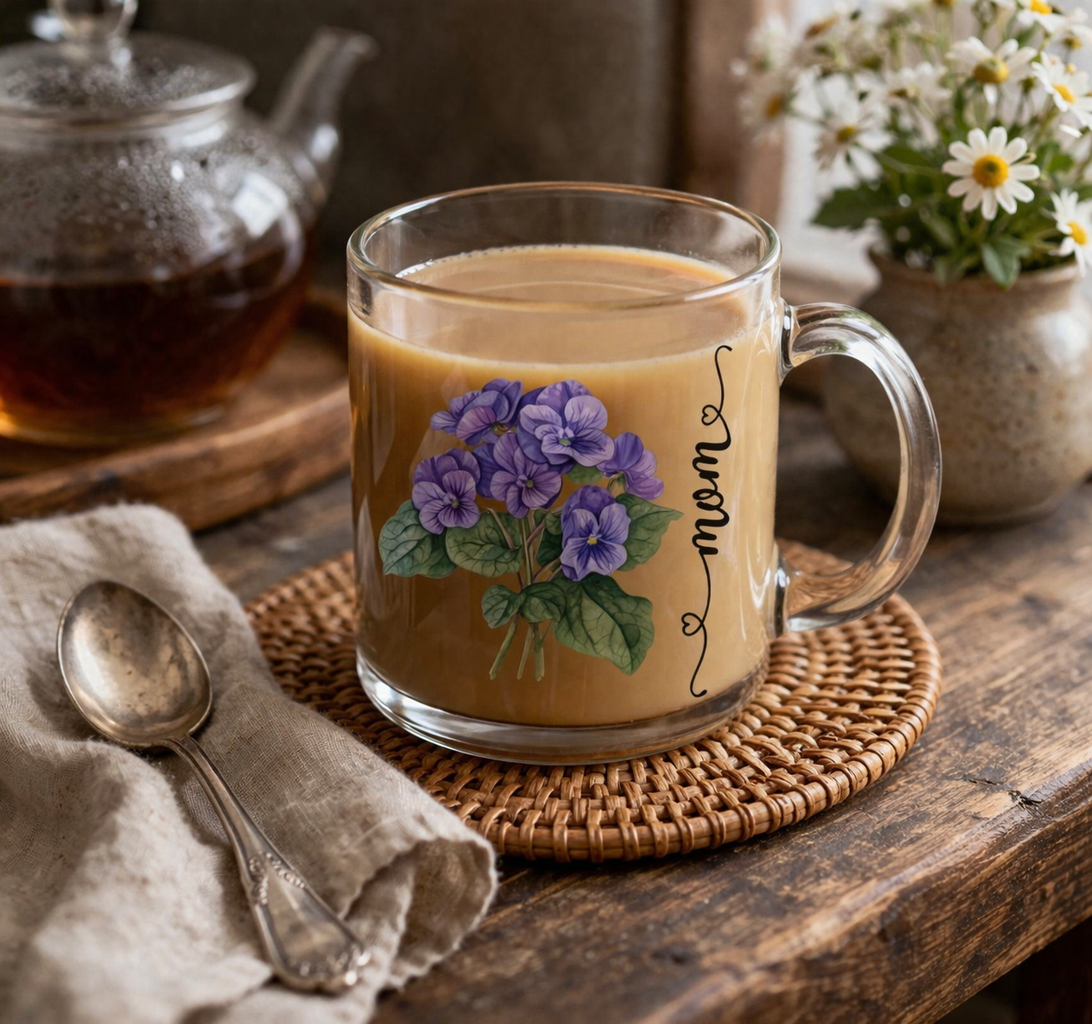 Personalized Birth Month Flower Mug for Mom, Custom Birth Flower Gift, Custom Floral Coffee Mug, Mother's Day Gift, Birthday Gift for Mom