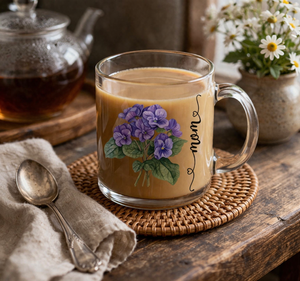 Personalized Birth Month Flower Mug for Mom, Custom Birth Flower Gift, Custom Floral Coffee Mug, Mother's Day Gift, Birthday Gift for Mom