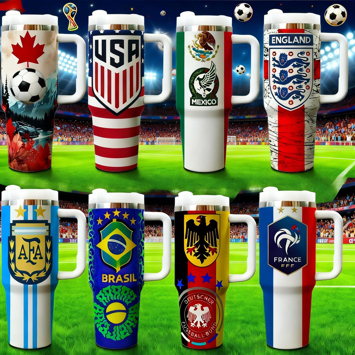 2026 World Cup National Team Travel Mug, 40oz Stainless Tumblr Car Mug,Steel Soccer Tumbler for Fans