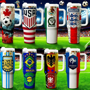 2026 World Cup National Team Travel Mug, 40oz Stainless Tumblr Car Mug,Steel Soccer Tumbler for Fans