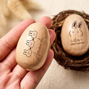 Personalized Easter Wooden Egg Shakers for Toddlers, Engraved Musical Wooden Egg, Easter Gift for Boy Girl, Kids Hand Instrument, Baby Rattle