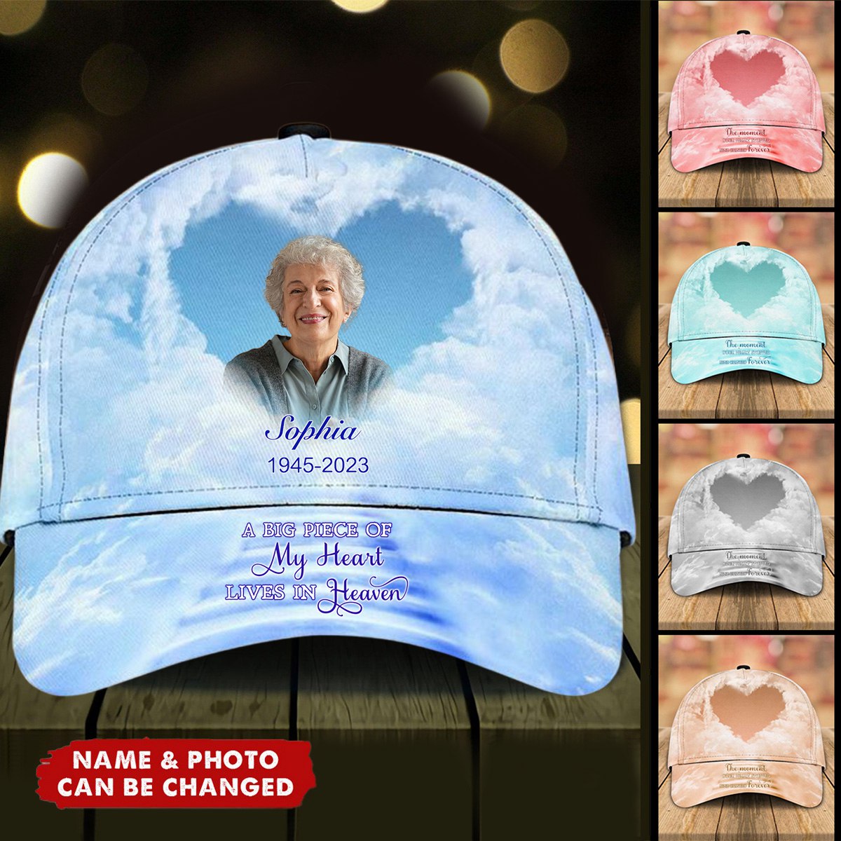 A Big Piece Of My Heart Lives In Heaven - Personalized Classic Cap - Memorial Gift