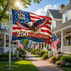 American Flag 1776-2026 Banner, Patriotic Eagle Flag Decor, 250 Years of Freedom USA Outdoor Flag
