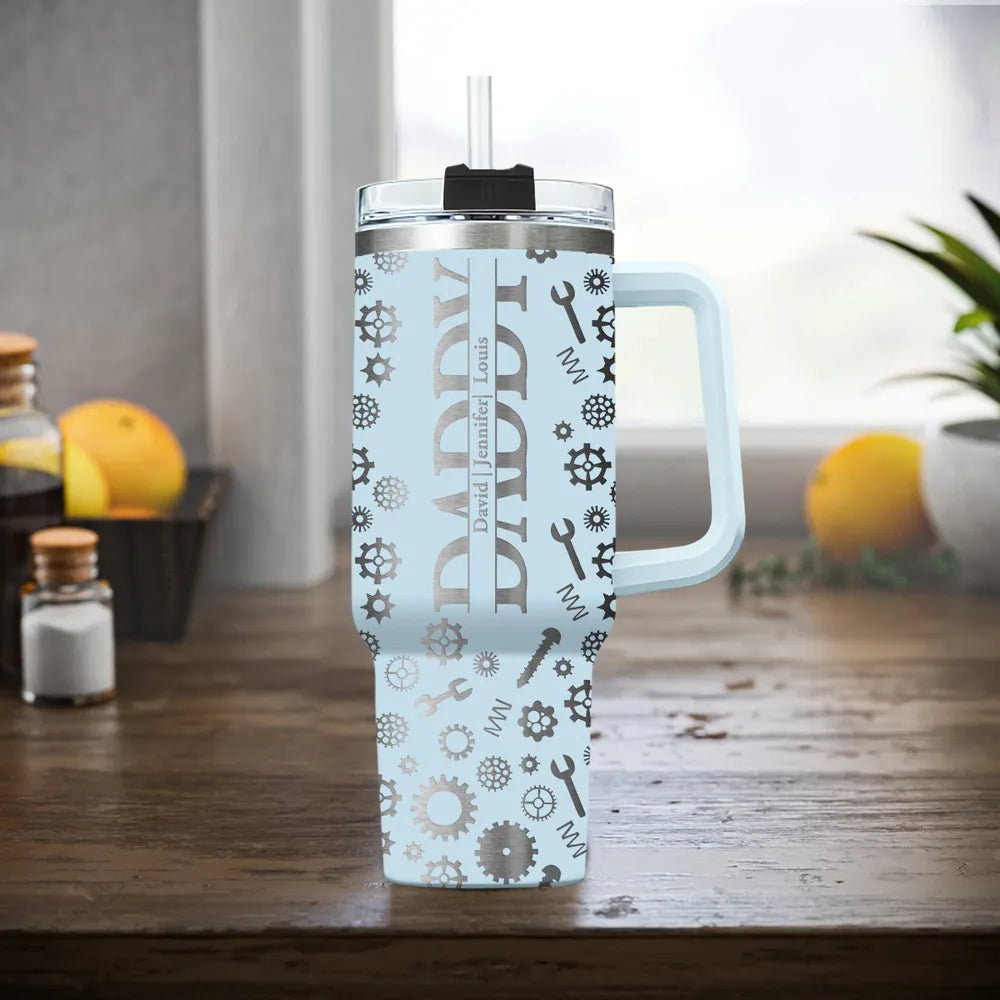 Dad Built With Love - Personalized 40oz Stainless Steel Tumbler - Gift For Dad, Father's Day Gift
