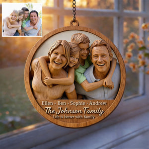 Life Is Better With Family - Personalized 2-layered Wooden Ornament