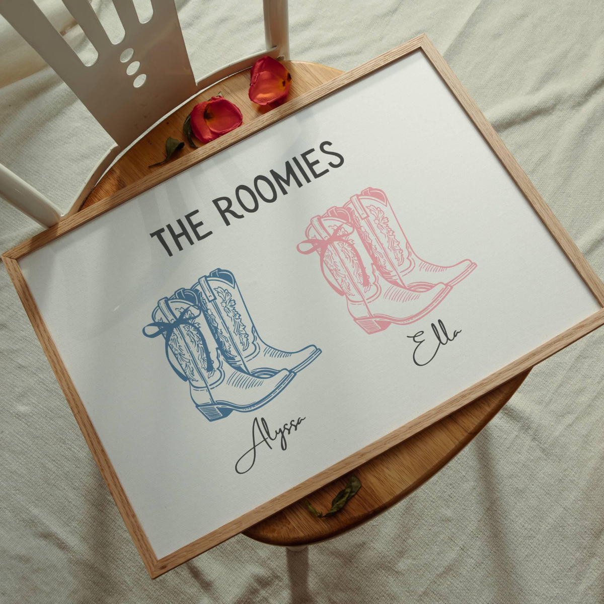 Personalized Roommate Cowgirl Boot Print for Custom College Dorm Decor