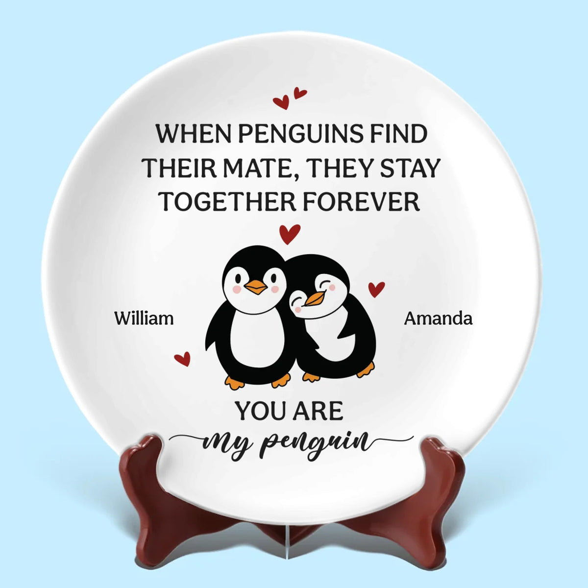 You Are My Penguin - Personalized Ceramic Plate - Gift For Couple, Husband Wife, Anniversary Gift