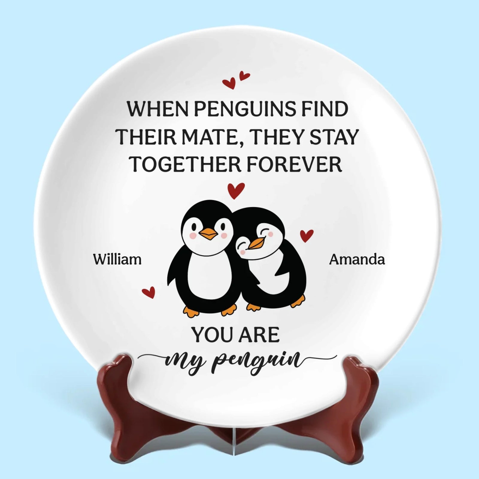 You Are My Penguin - Personalized Ceramic Plate - Gift For Couple, Husband Wife, Anniversary Gift