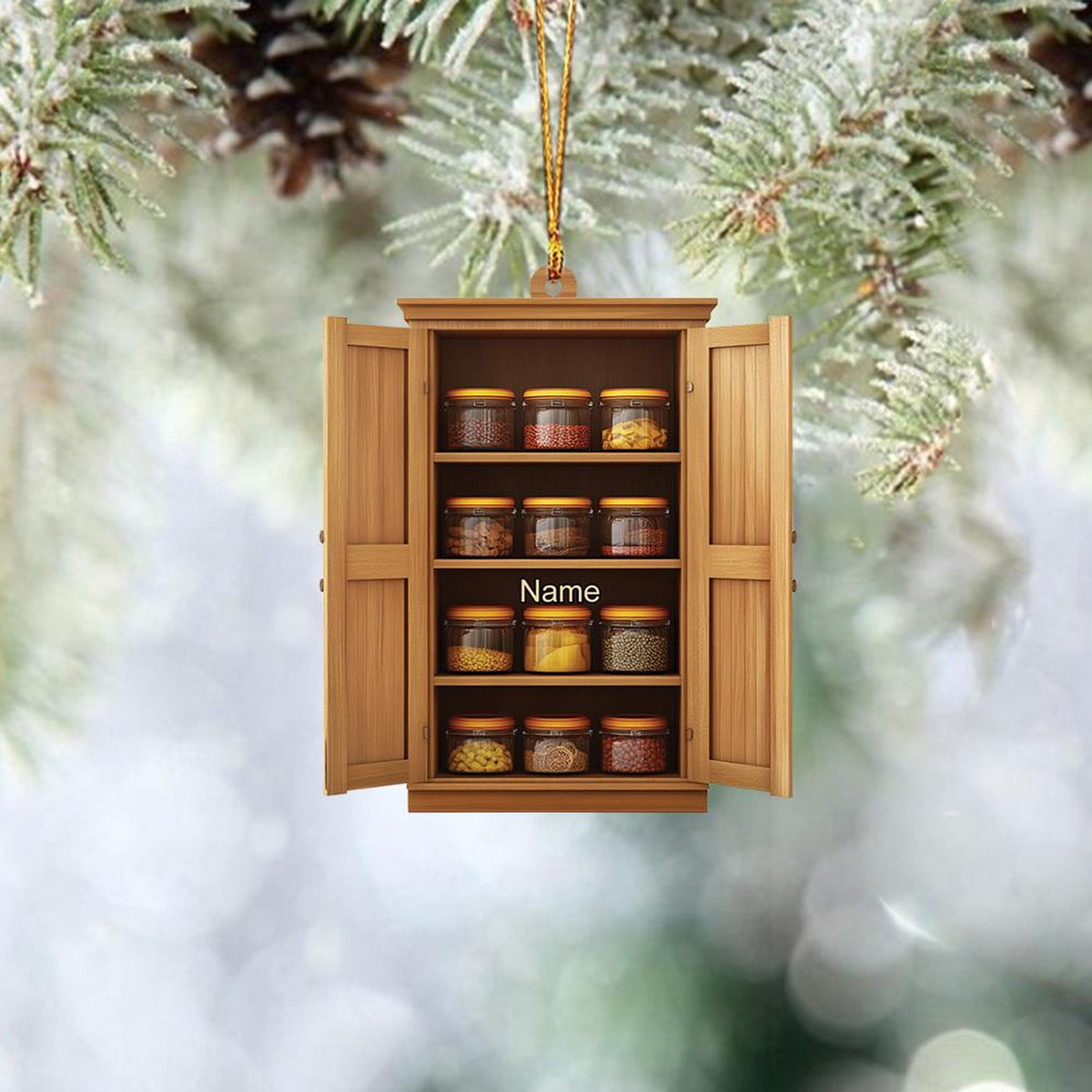Personalized Pantry Cabinet Ornament, Pantry Storage Christmas Ornament, Canning Jar Ornament, Kitchen Holiday Ornament Decor