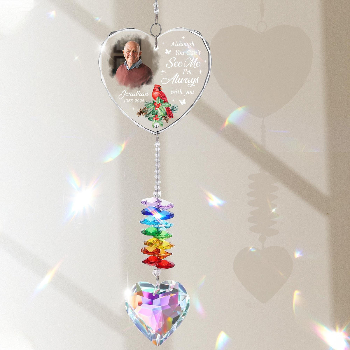 Memorial Gifts, Dad In Heaven Memorial Crystal Suncatcher, Dad Gifts, Funeral Gifts, Sympathy Gift For Loss Of Dad, Memory Keepsake