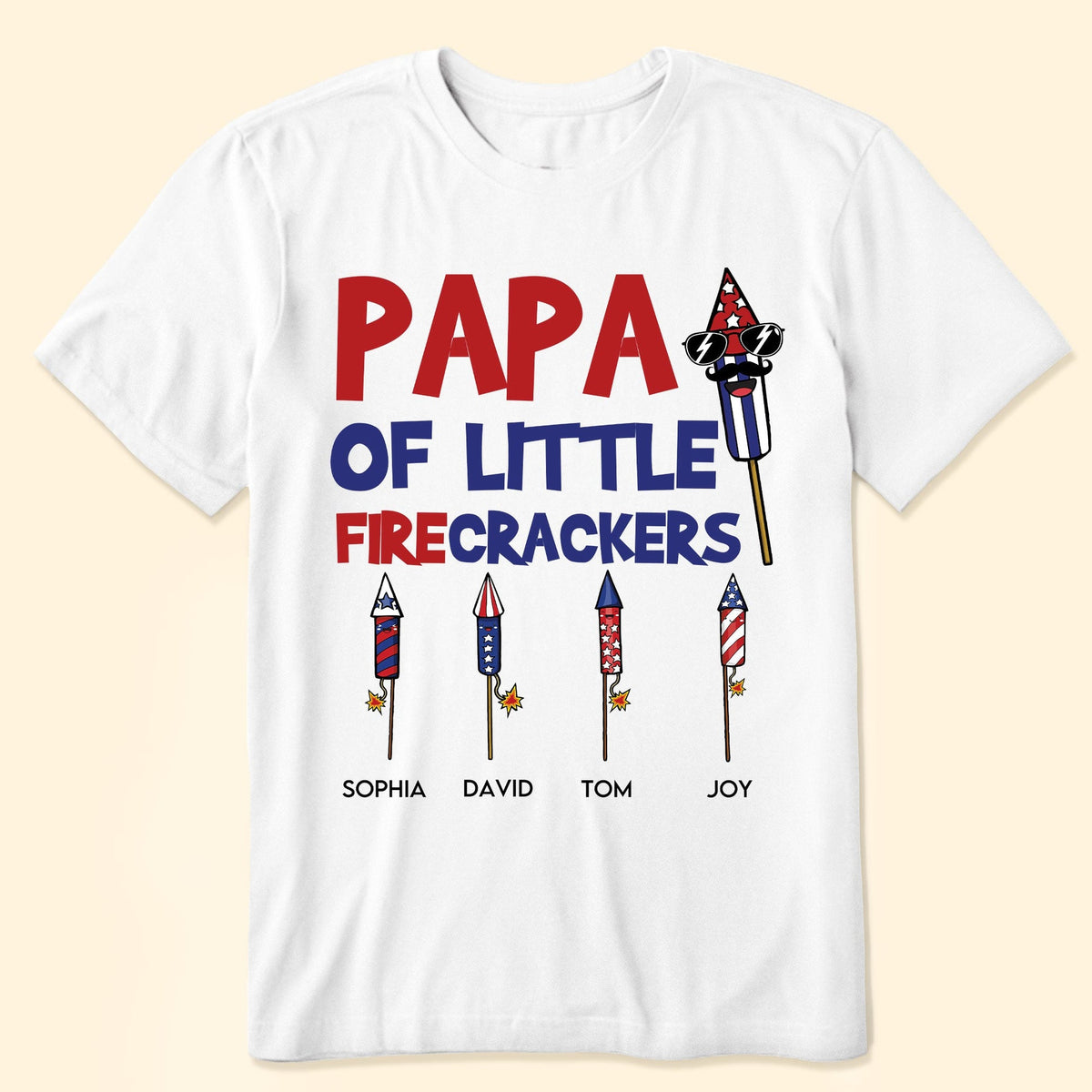 Papa Of Little Firecrackers - Personalized Apparel - 4th of July Gift For Dad, Papa