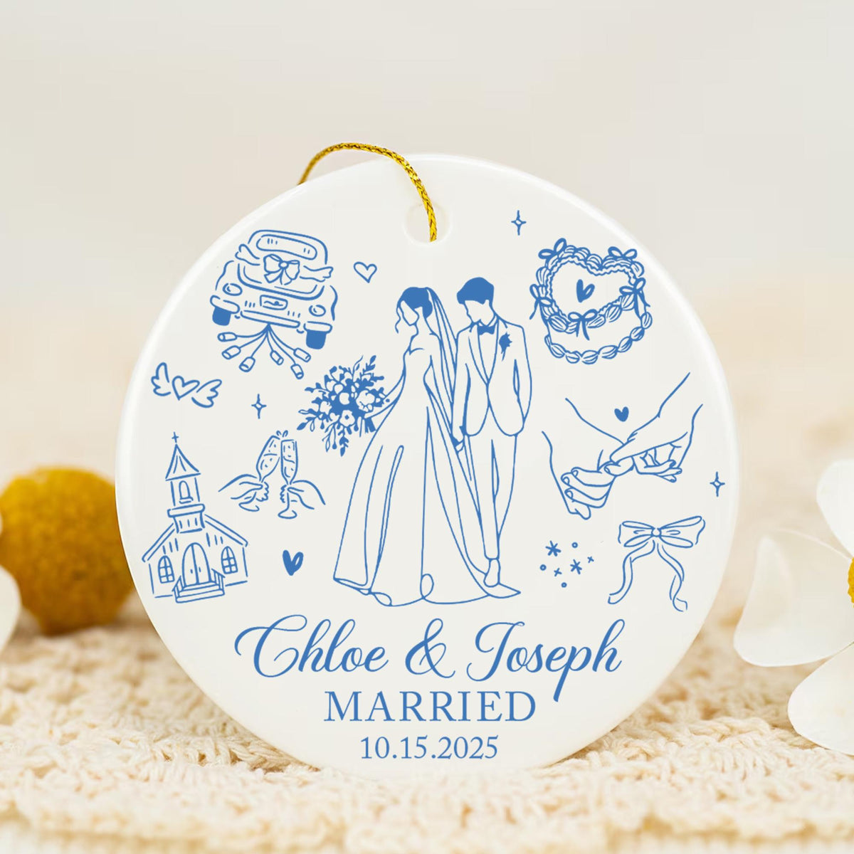 Personalized Married 2025 Ornament, Custom Bride And Groom Ornament, Mr and Mrs Ornament, Just Married Ornament, Christmas Gift For Couples