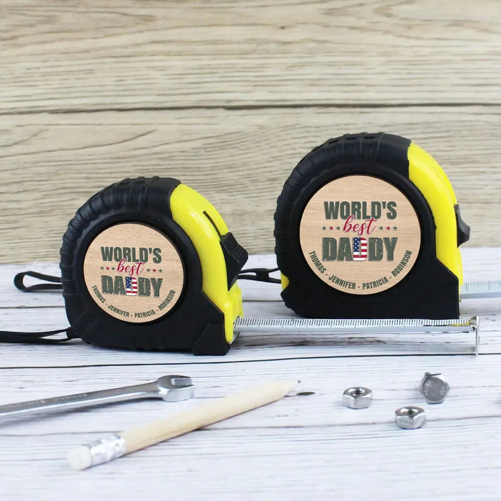World's Best Dad - Personalized Tape Measure - Father's Day, Birthday Gift For Dad