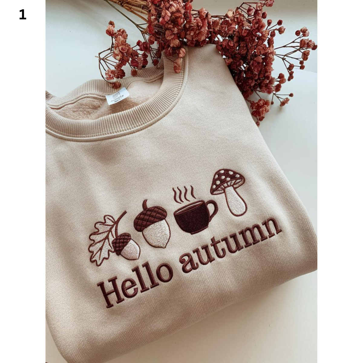 Hello Autumn Embroidered Sweatshirt, Hello Autumn Sweatshirt, Autumn Sweatshirt, Fall Sweatshirt