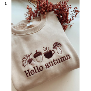 Hello Autumn Embroidered Sweatshirt, Hello Autumn Sweatshirt, Autumn Sweatshirt, Fall Sweatshirt