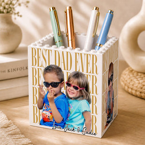 Personalized Photo Dad Building Block Pen Holder, Brick Photo Pencil Pot, Fathers Day Gift, Gift for Dad, Fathers Day Gift from Kids