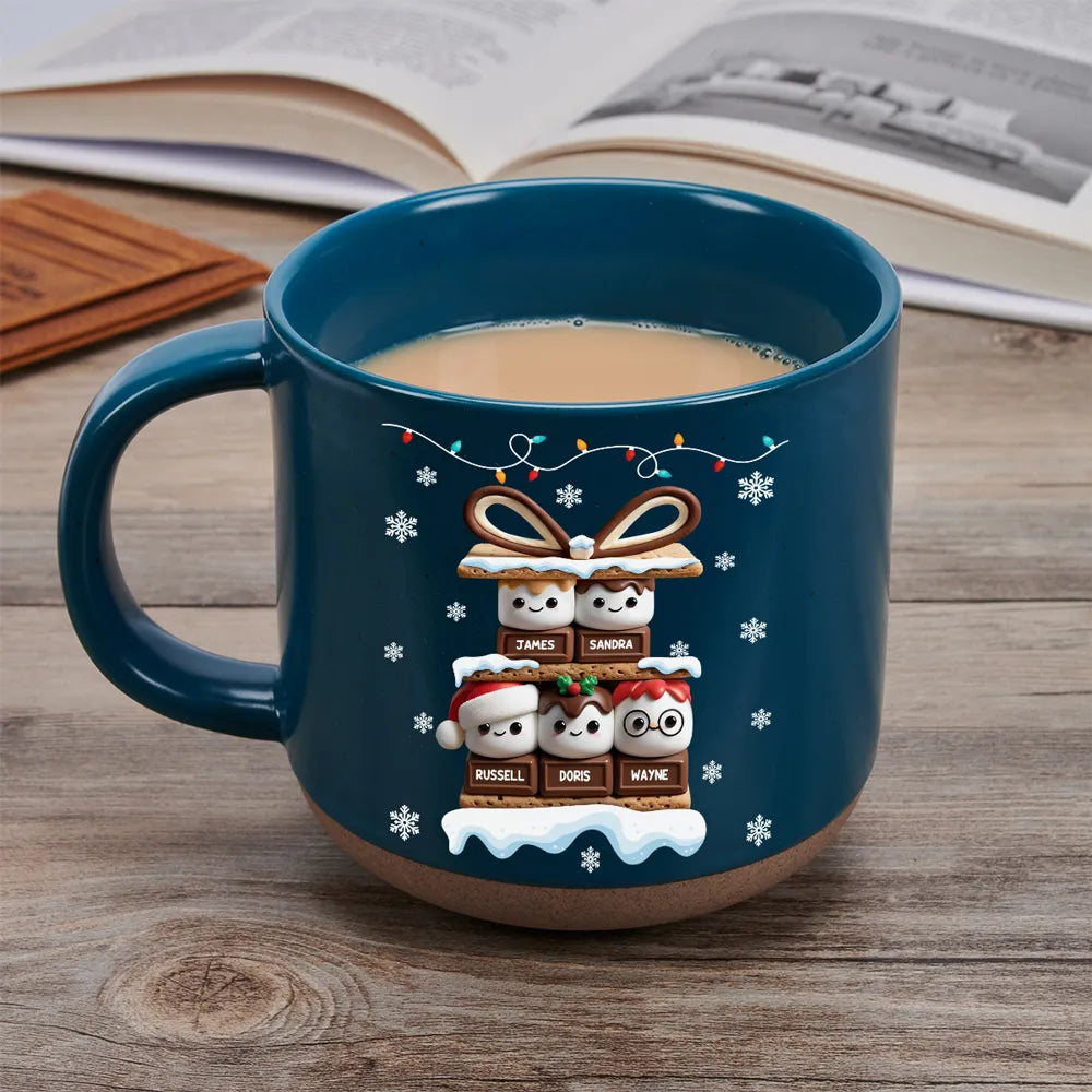 Happy Smores Family - Personalized Pottery Mug - Christmas Gift For Family