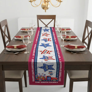 USA 250th Birthday Custom Name Patriotic Star - Personalized Table Runner - Patriotic Gift For Family, Independence Day, 4th Of July Family Decoration