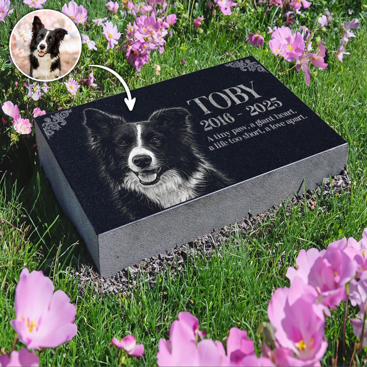 A Tiny Paw, A Giant Heart - Personalized Slate Grave