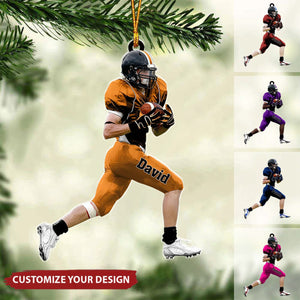 Running American Football Player - Personalized Acrylic Ornament - Christmas Gift For Football Player, Football Lovers