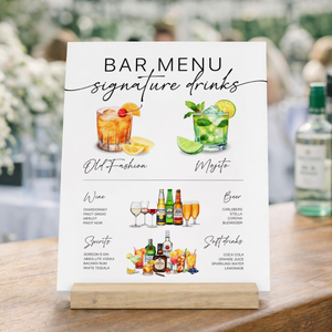 Wedding Bar Menu, Modern Style Wedding Couples, Drink Menu, Signature Drink Sign Bar, Menu Cocktail Acrylic Plaque Wedding Decor