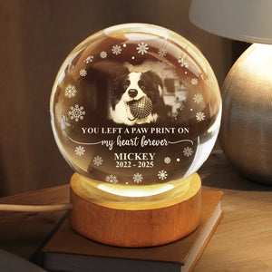Custom Photo Memories Of Pets - Personalized Crystal Ball LED Night Light - Memorial Gift For Family