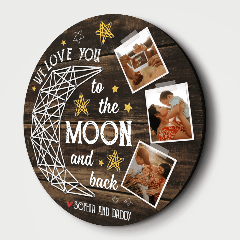 I Love You To The Moon And Back - Personalized Wood Sign - Gift For Mom, Mother's Day, Birthday Gift