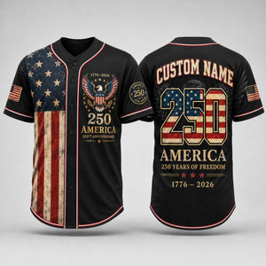 Personalized America 250 Baseball Jersey, 1776 2026 Custom Name USA 250th Anniversary Shirt, Patriotic Baseball Jersey, 4th of July Gift